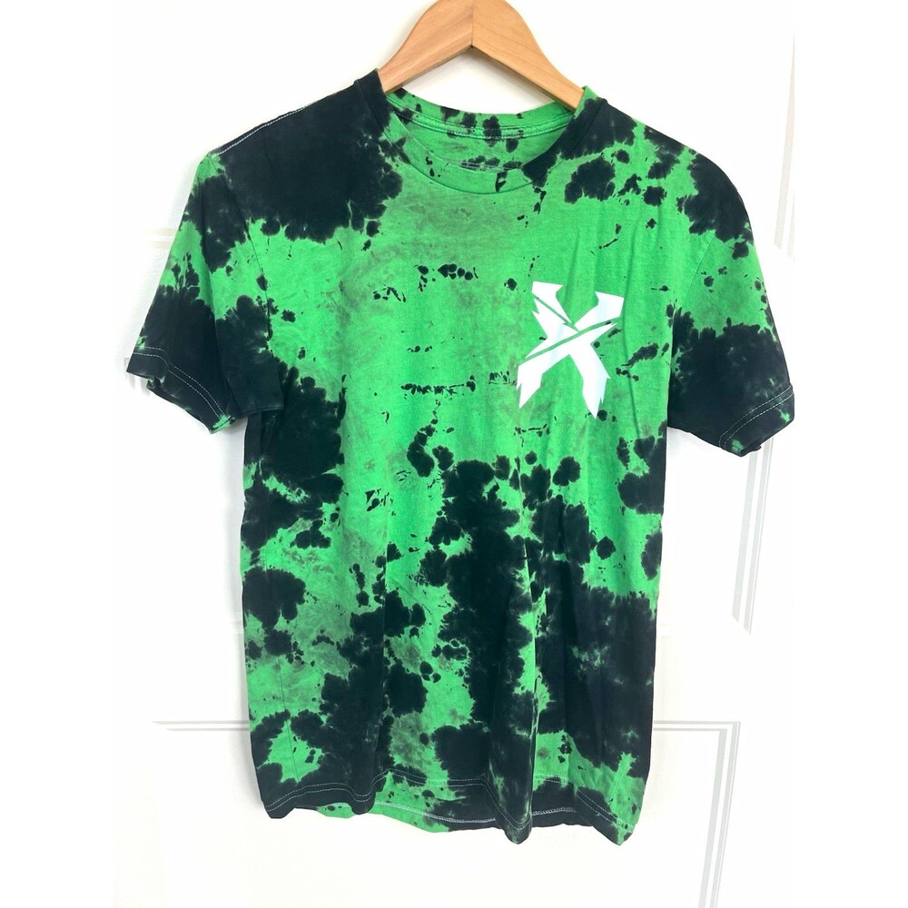 Excision Headbanger Tie Dye T-Shirt Small Green Black Double Sided Rave Merch